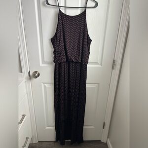 Maurices Black and Pink Chevron Maxi Dress